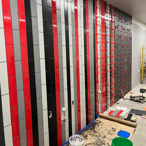 dodger stadium locker room wall tile installation